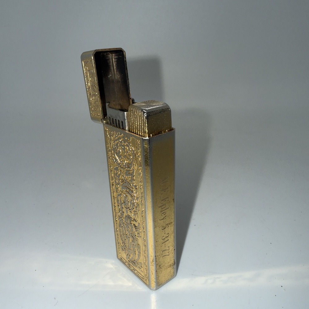 Vintage Colibri  Gold-Tone Lighter Made In Japan Has Engraving A21 - Picture 2 of 6